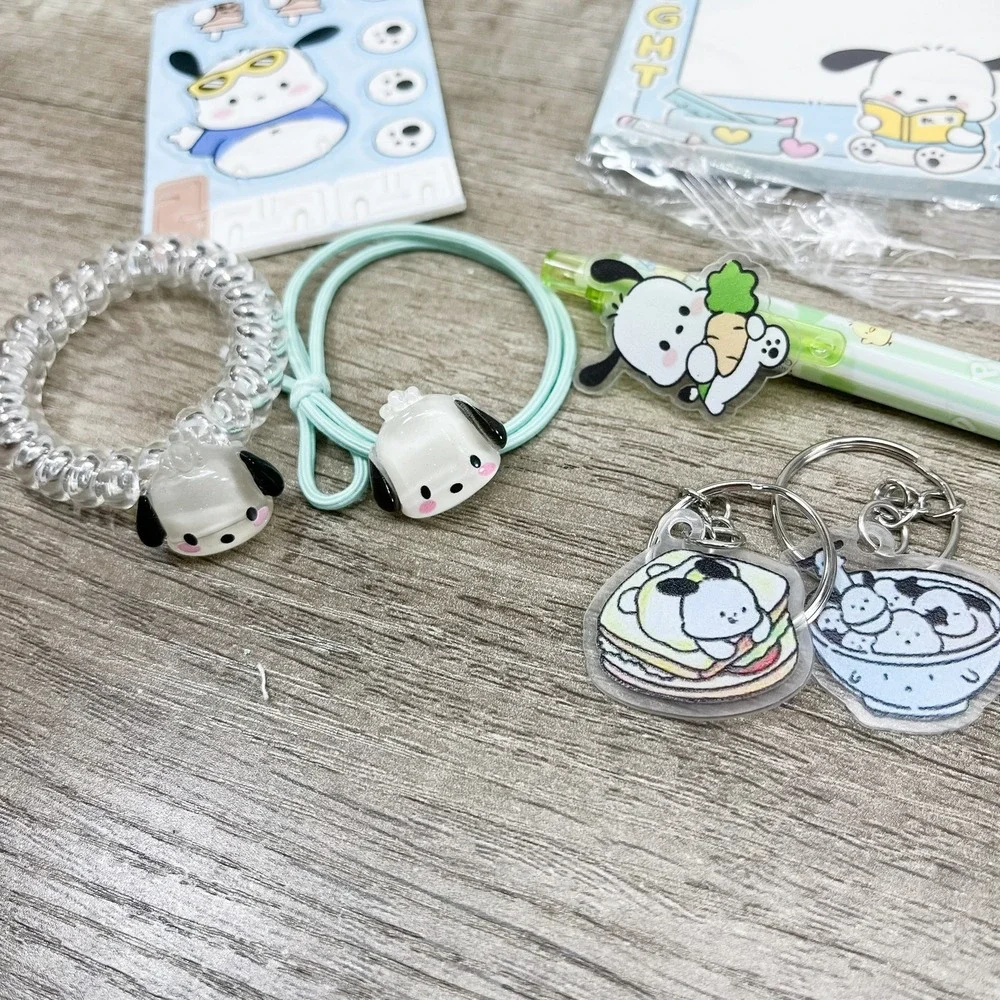 Sanrio Pochacco Stationery Accessory Bundle Wallet Pens Stickers Keychains Set